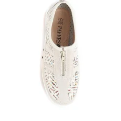 Wide Fit Leather Arch Support Trainers - Stone