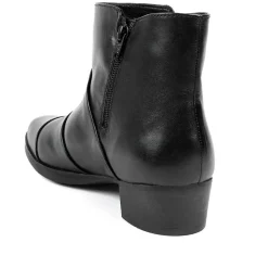 Wide Fit Leather Block Heeled Ankle Boots - Black