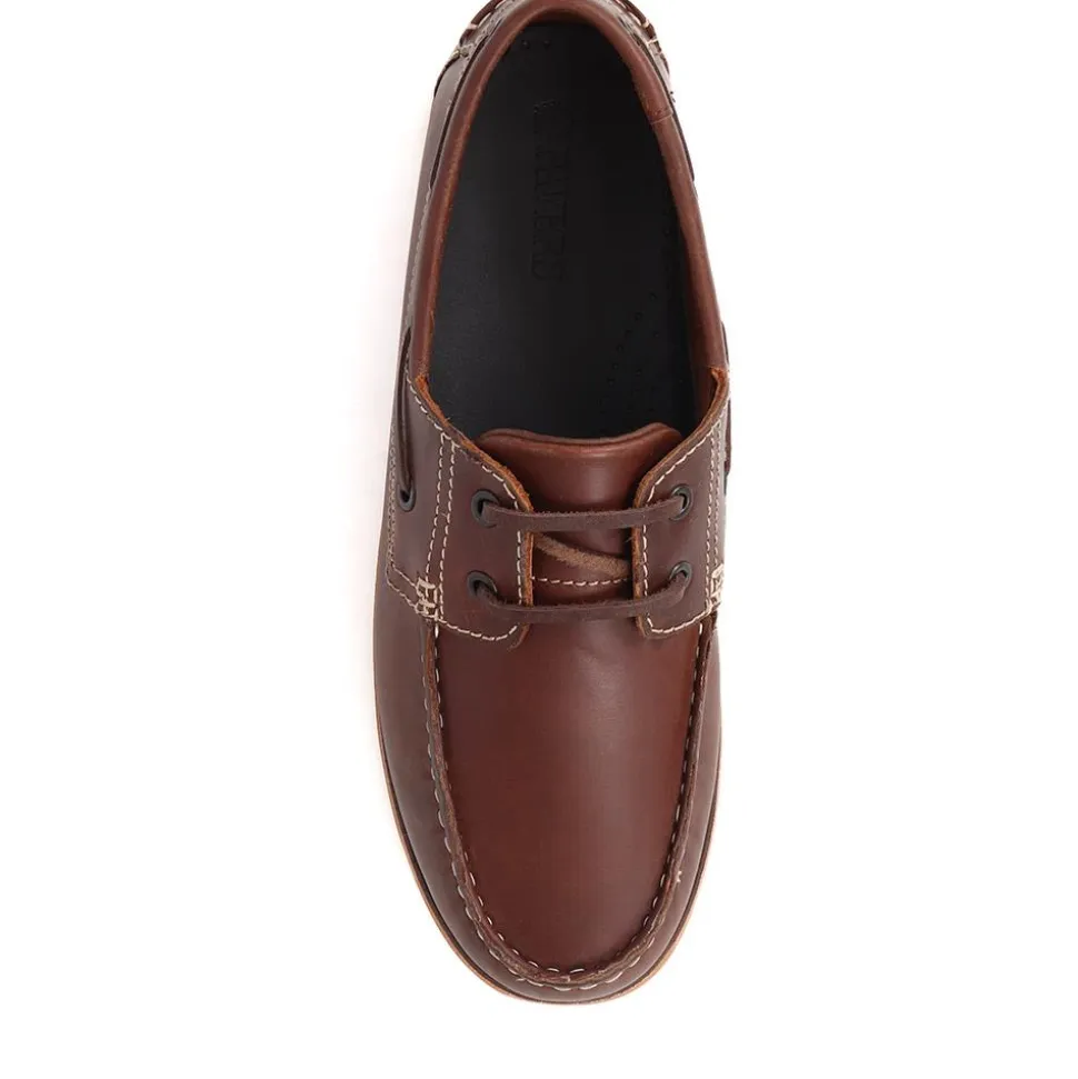 Wide Fit Leather Boat Shoes - Brown