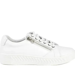 Wide Fit Leather Breathable Platform Trainers - White