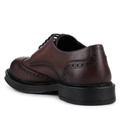 Wide Fit Leather Brogue Derby Shoes - Brown