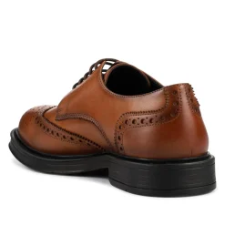 Wide Fit Leather Brogue Derby Shoes - Tan
