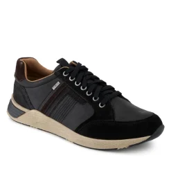 Wide Fit Leather Casual Cushioning Trainers - Black