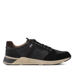 Wide Fit Leather Casual Cushioning Trainers - Black