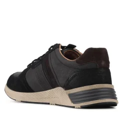 Wide Fit Leather Casual Cushioning Trainers - Black