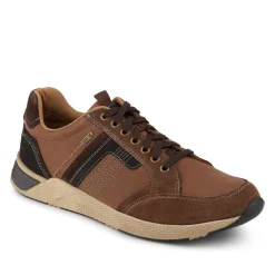 Wide Fit Leather Casual Cushioning Trainers - Brown
