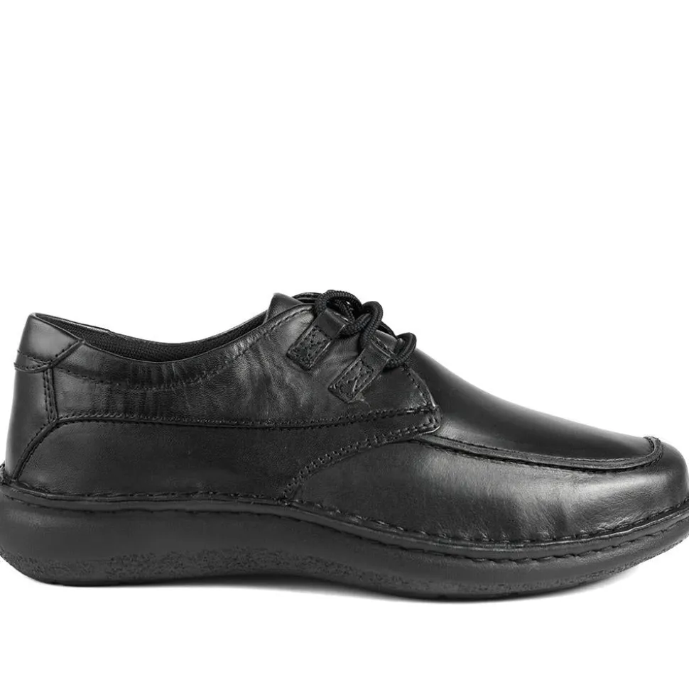 Wide Fit Leather Casual Lace Up Shoes - Black