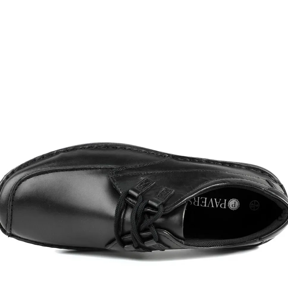 Wide Fit Leather Casual Lace Up Shoes - Black