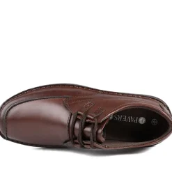 Wide Fit Leather Casual Lace Up Shoes - Dark Brown