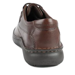 Wide Fit Leather Casual Lace Up Shoes - Dark Brown