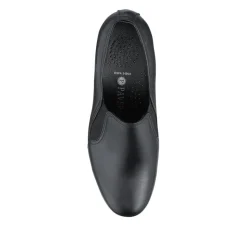 Wide Fit Leather Elasticated Slip-On Shoes - Black