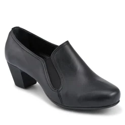 Wide Fit Leather Elasticated Slip-On Shoes - Black