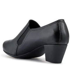 Wide Fit Leather Elasticated Slip-On Shoes - Black
