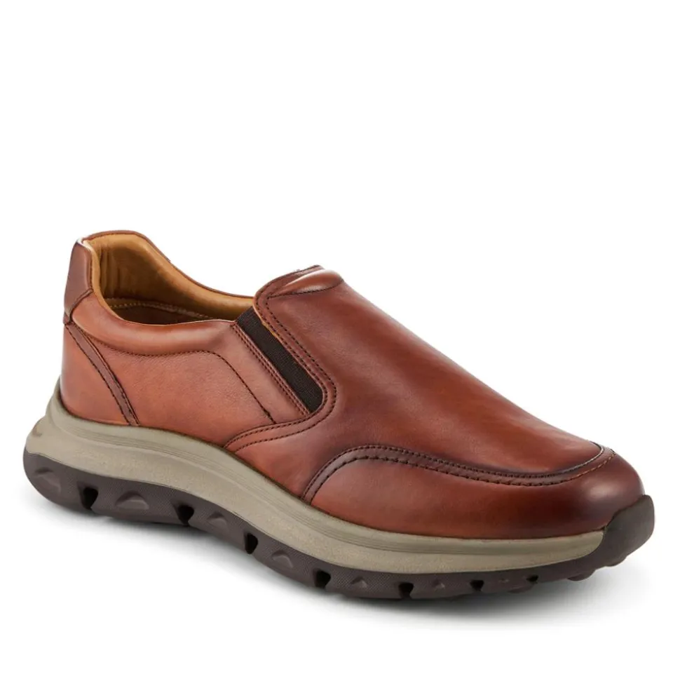 Wide Fit Leather Elasticated Slip On Shoes - Tan