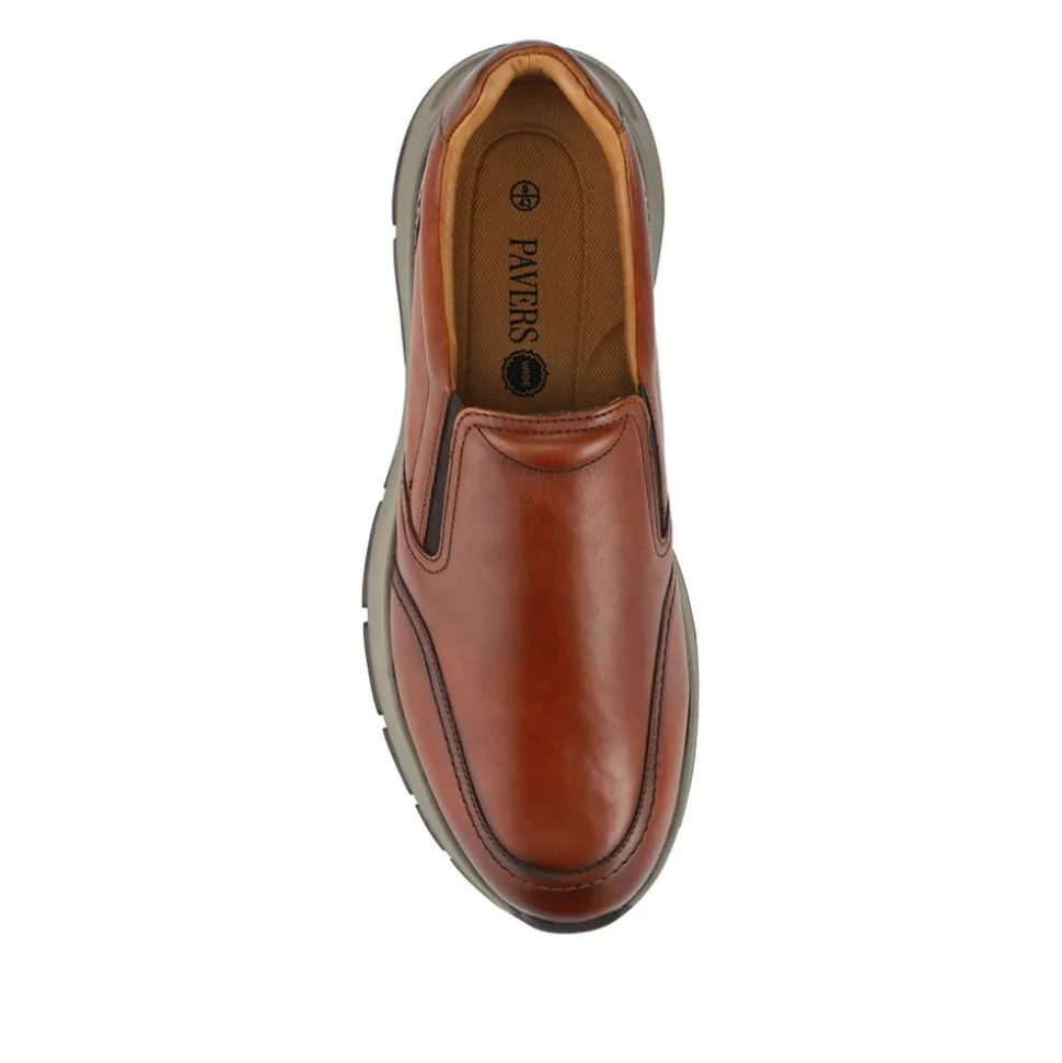 Wide Fit Leather Elasticated Slip On Shoes - Tan