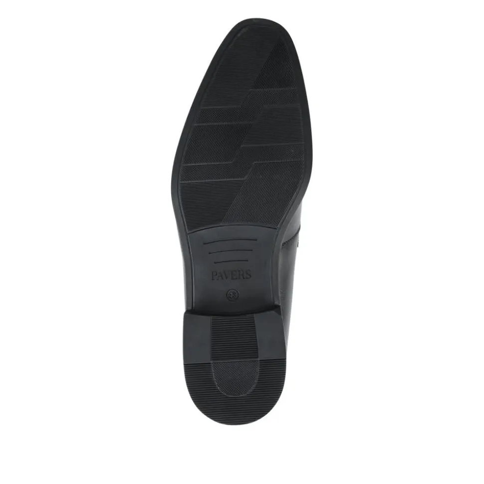 Wide Fit Leather Heeled Loafers - Black