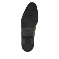 Wide Fit Leather Heeled Loafers - Brown