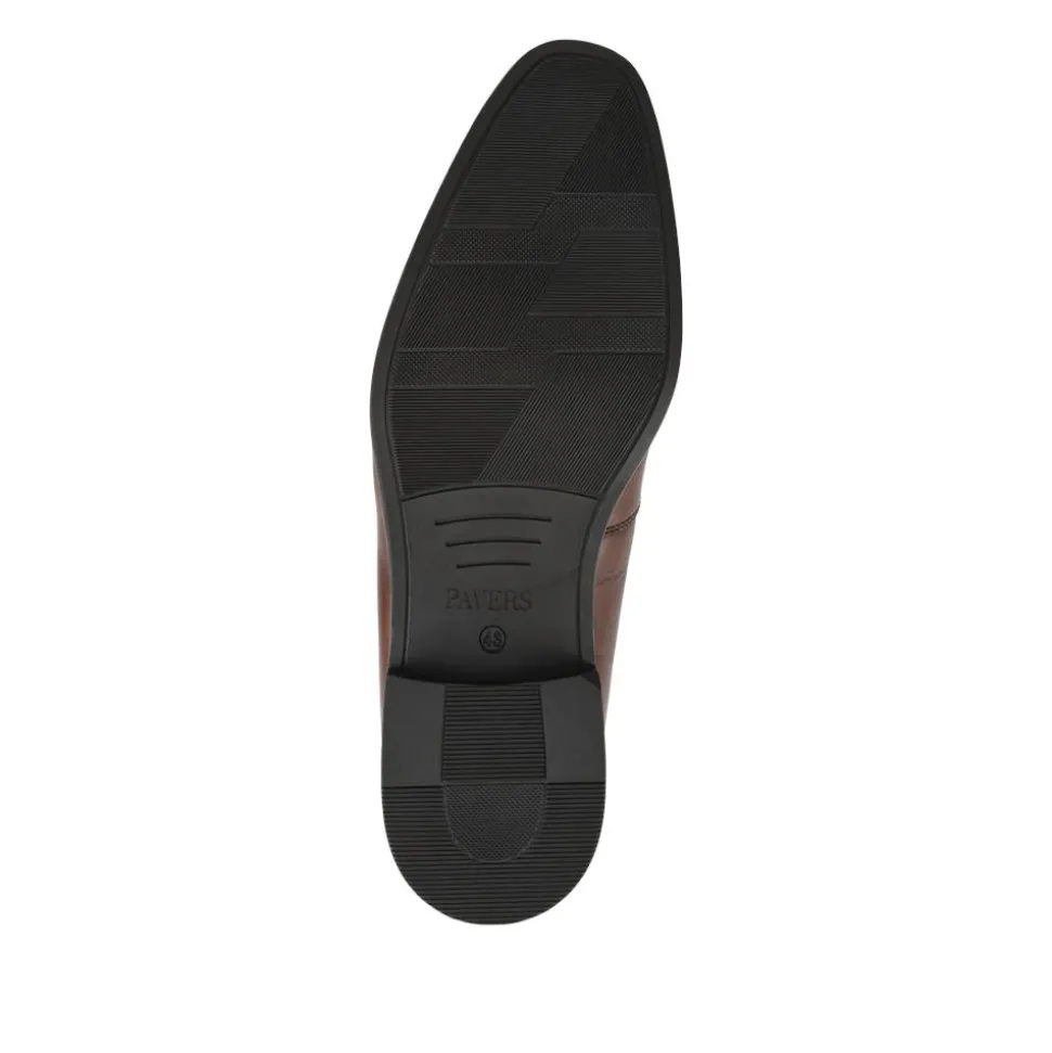 Wide Fit Leather Heeled Loafers - Brown