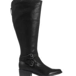 Wide Fit Leather Knee Boots - Black