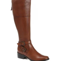 Wide Fit Leather Knee Boots - Tan