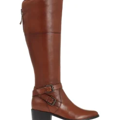 Wide Fit Leather Knee Boots - Tan