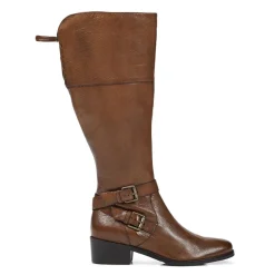 Wide Fit Leather Knee Boots - Tan