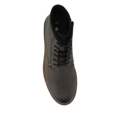 Wide Fit Leather Lace Boots With Zip Fasten - Black