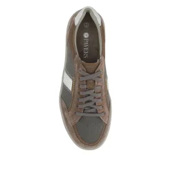 Wide-Fit Leather Laced Trainers - Charcoal