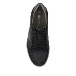 Wide-Fit Leather Laced Trainers - Navy