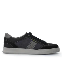 Wide-Fit Leather Laced Trainers - Navy
