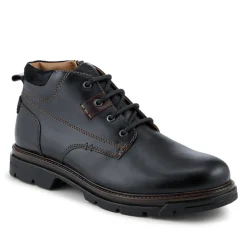 Wide Fit Leather Lace Up Boots - Black