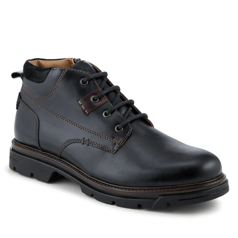 Wide Fit Leather Lace Up Boots - Black