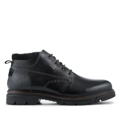 Wide Fit Leather Lace Up Boots - Black