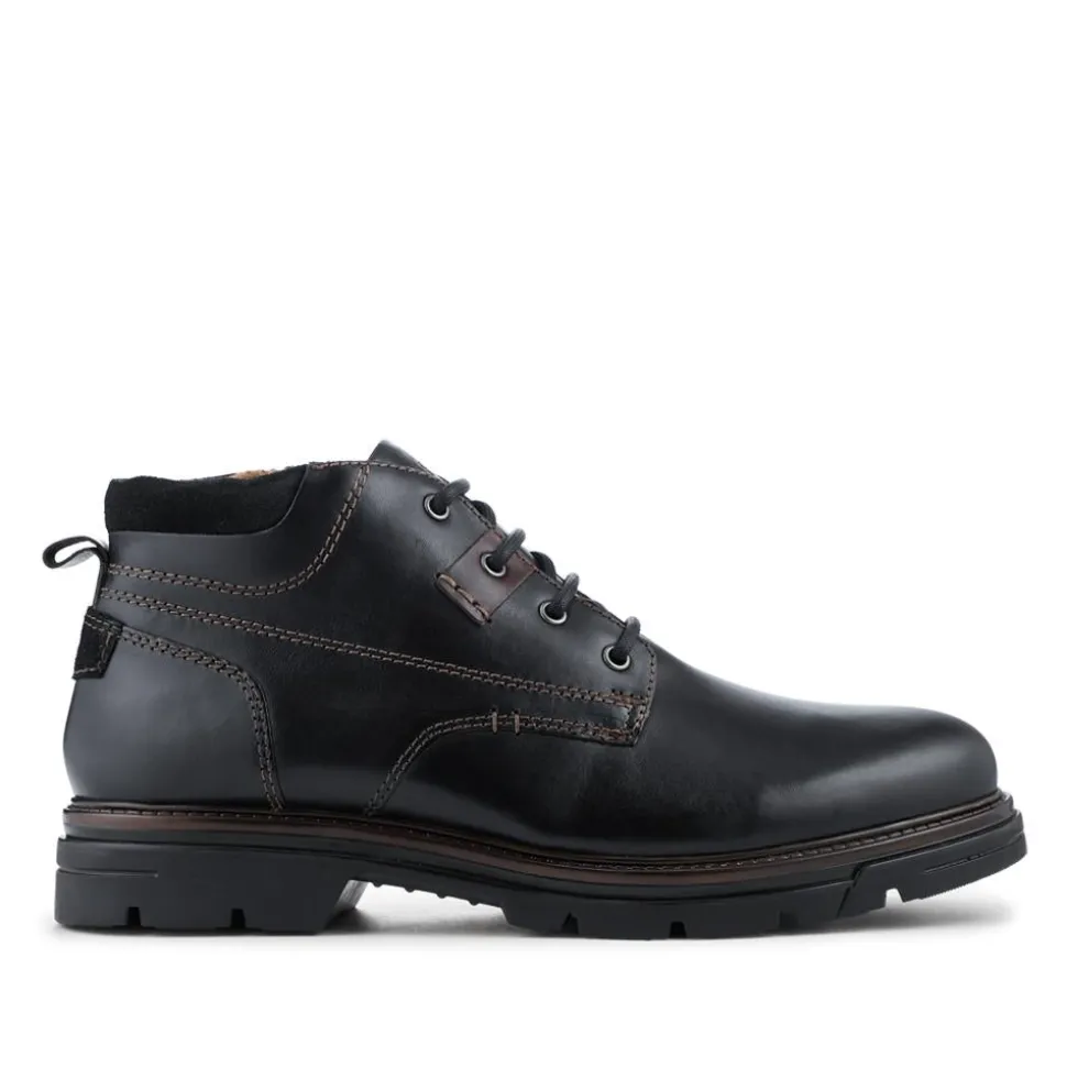 Wide Fit Leather Lace Up Boots - Black