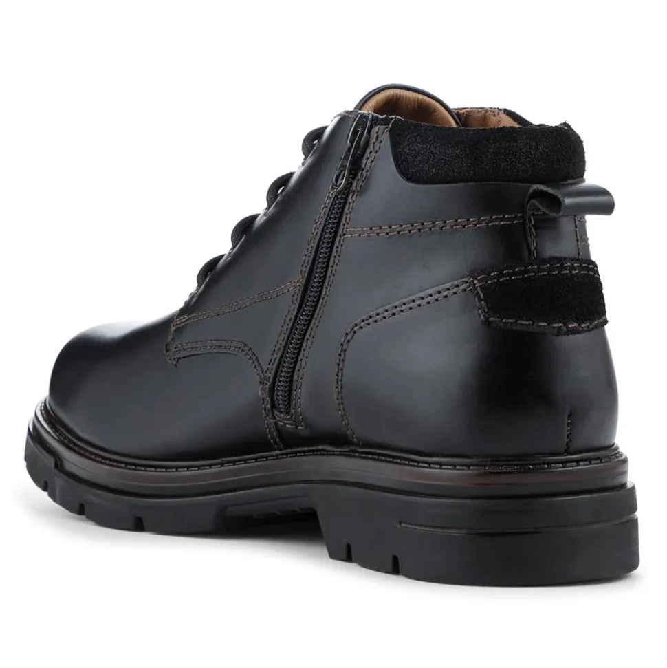 Wide Fit Leather Lace Up Boots - Black