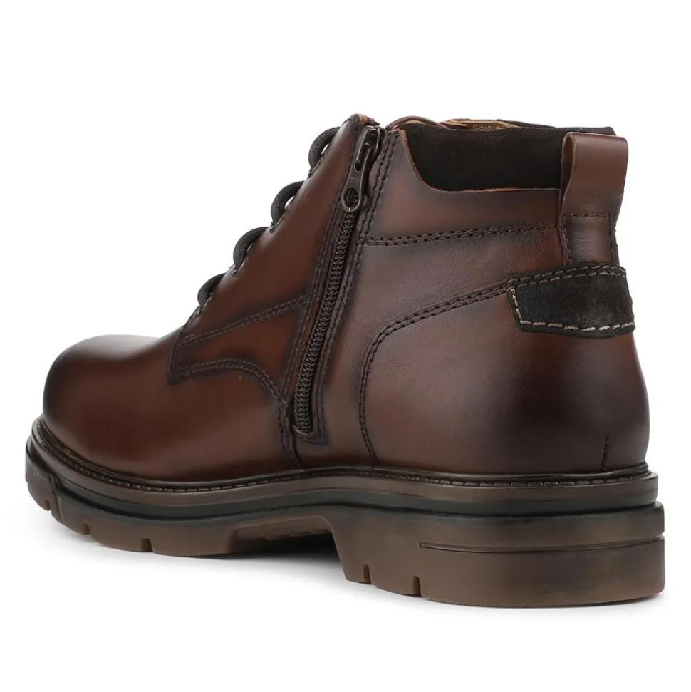 Wide Fit Leather Lace Up Boots - Brown