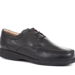 Wide Fit Leather Lace-Up Shoes - Black