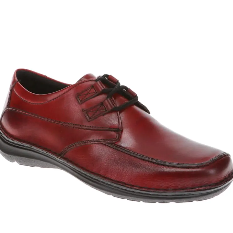Wide Fit Leather Lace-Up Shoes - Bordeaux