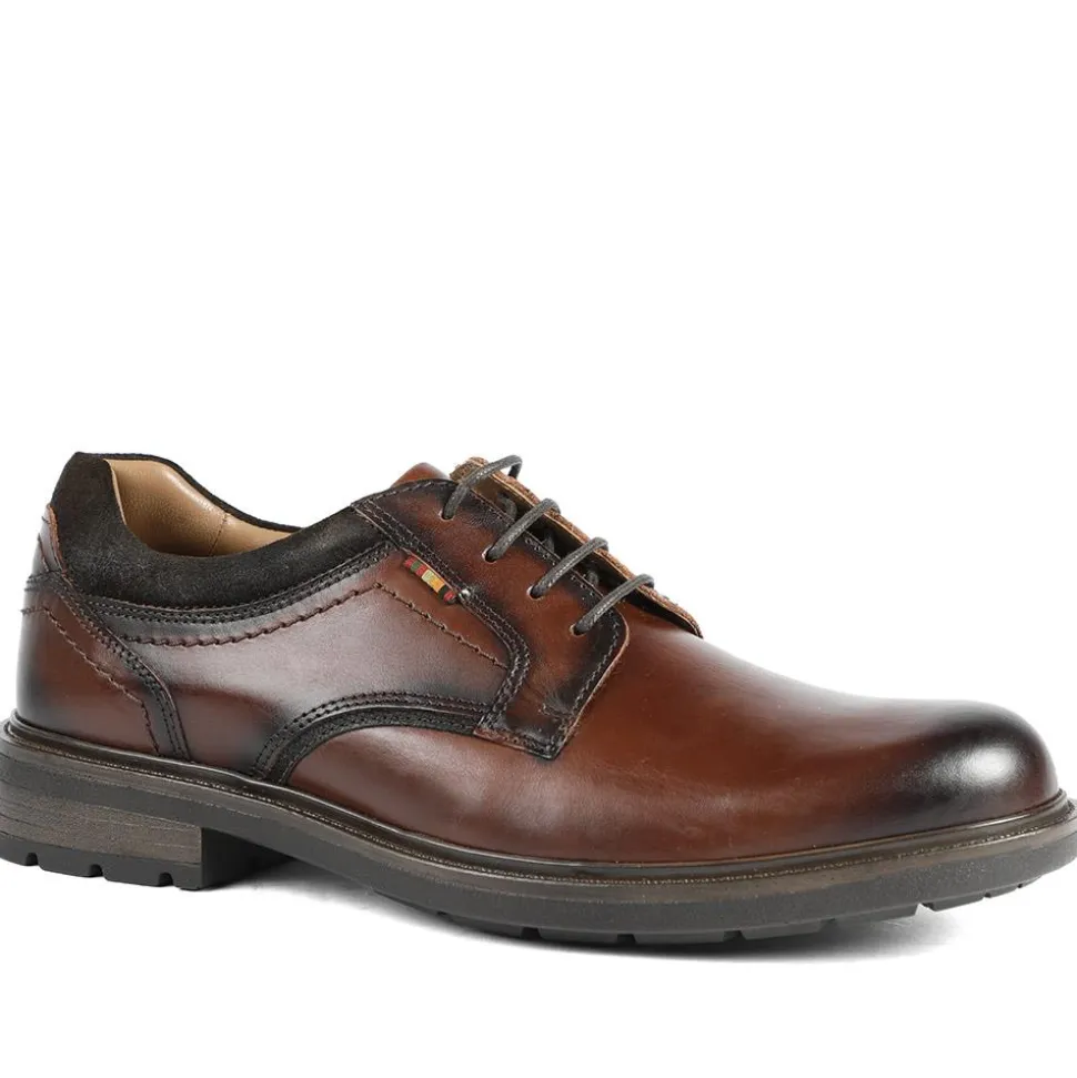 Wide Fit Leather Lace Up Shoes - Brown