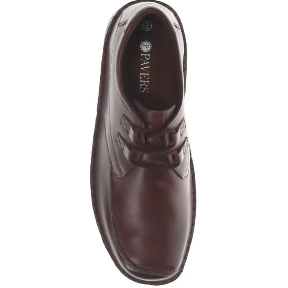 Wide Fit Leather Lace-Up Shoes - Dark Brown