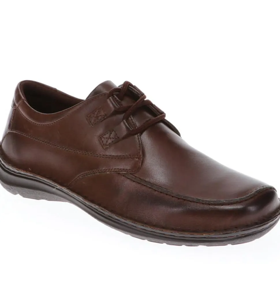 Wide Fit Leather Lace-Up Shoes - Dark Brown