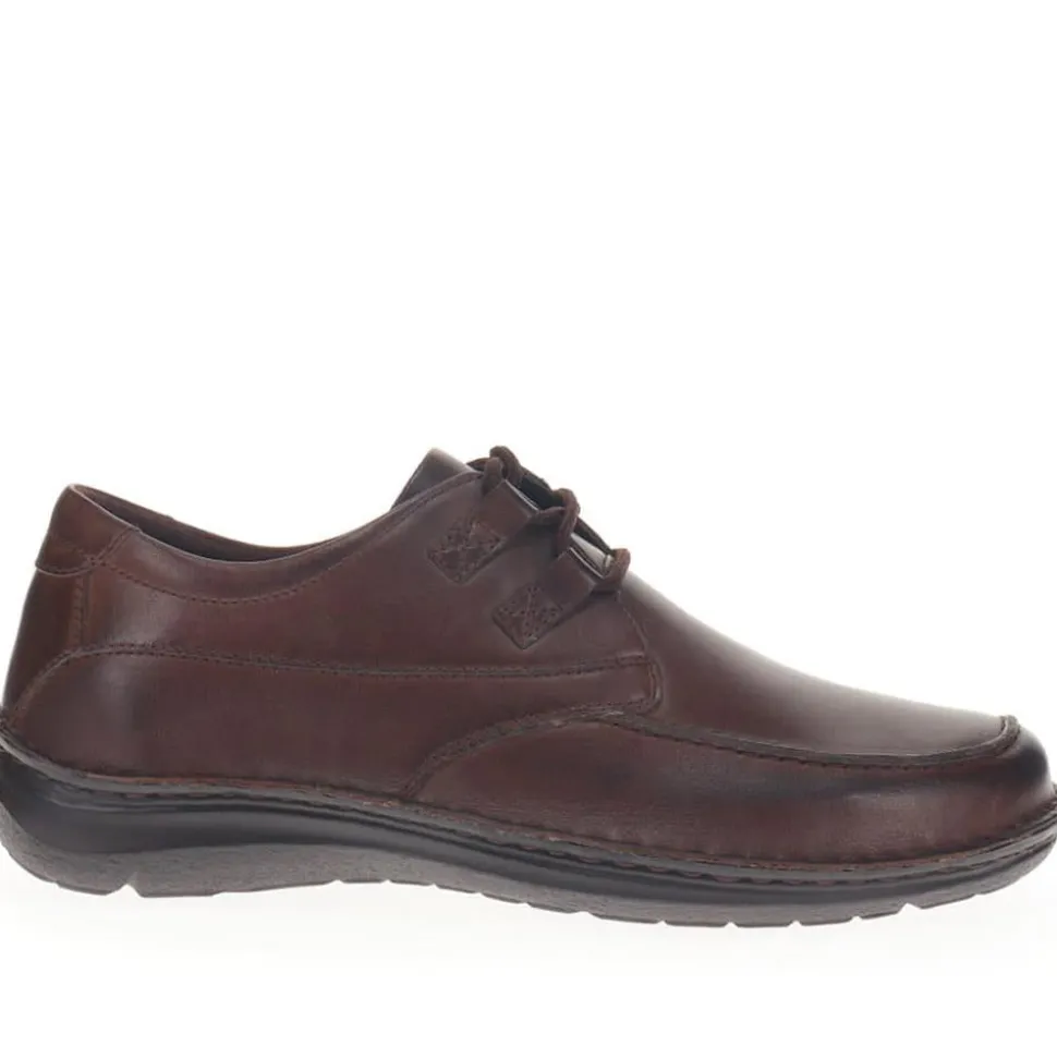 Wide Fit Leather Lace-Up Shoes - Dark Brown