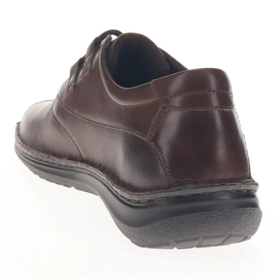 Wide Fit Leather Lace-Up Shoes - Dark Brown