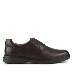 Wide Fit Leather Lace-Up Shoes With Comfort Sole - Brown