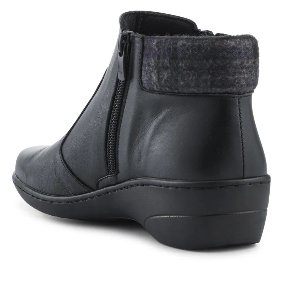 Wide-Fit Leather Lightweight Ankle Boots - Black