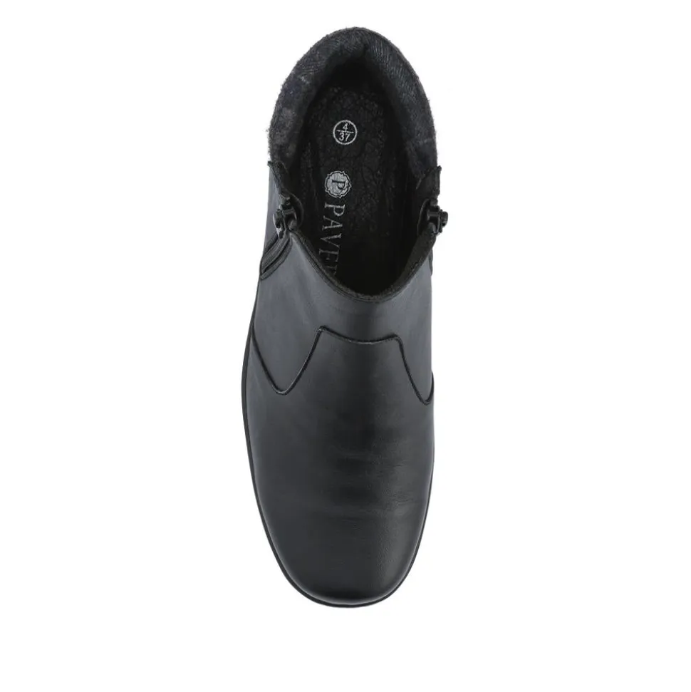 Wide-Fit Leather Lightweight Ankle Boots - Black