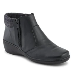 Wide-Fit Leather Lightweight Ankle Boots - Black