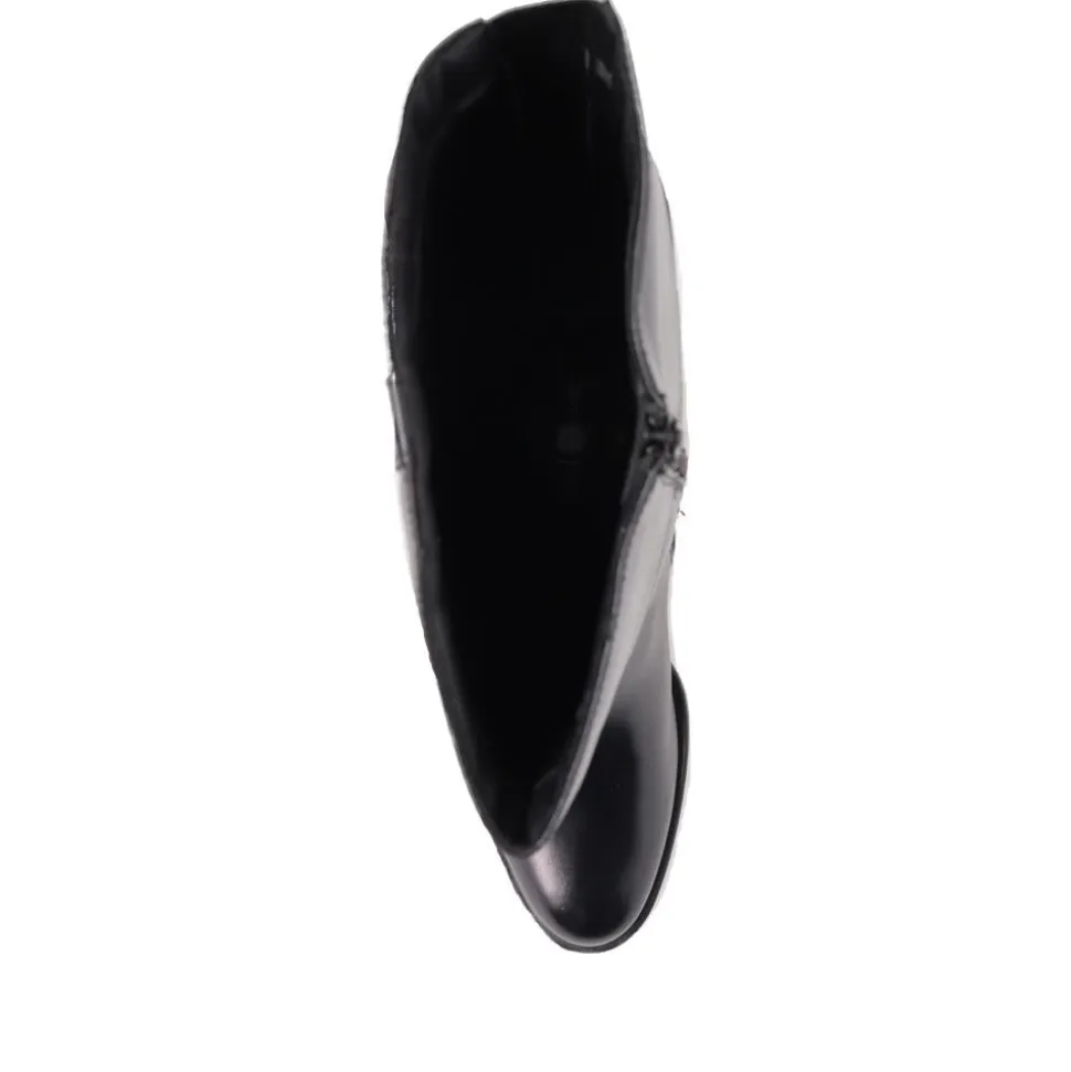 Wide-Fit Leather Long Boots - Black