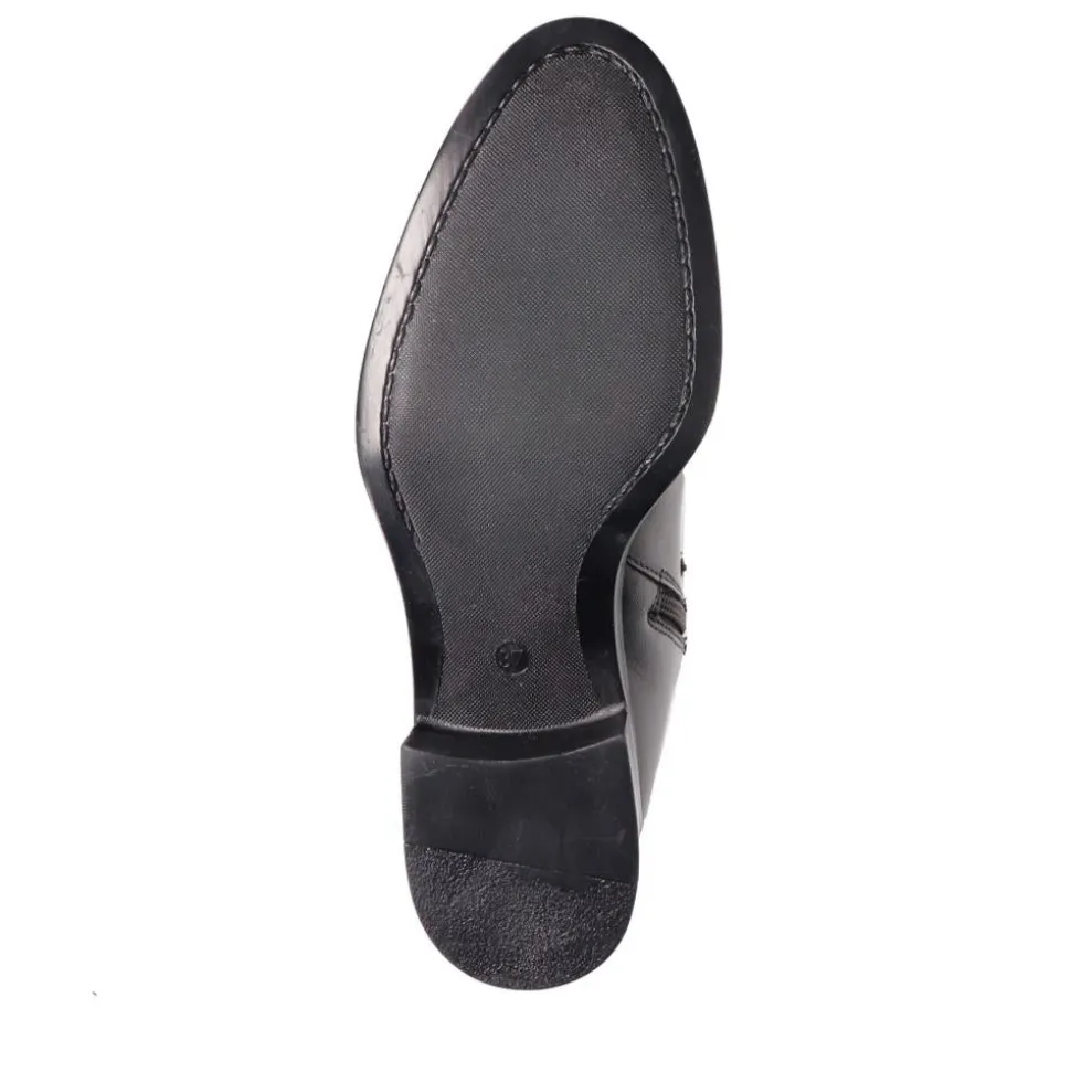Wide-Fit Leather Long Boots - Black