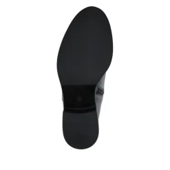 Wide Fit Leather Long Boots With Buckle Detail - Black
